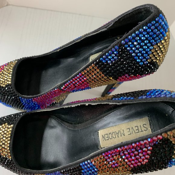 Steve Madden Platform Studded Rhinestone Colorful Heels - Picture 5 of 8